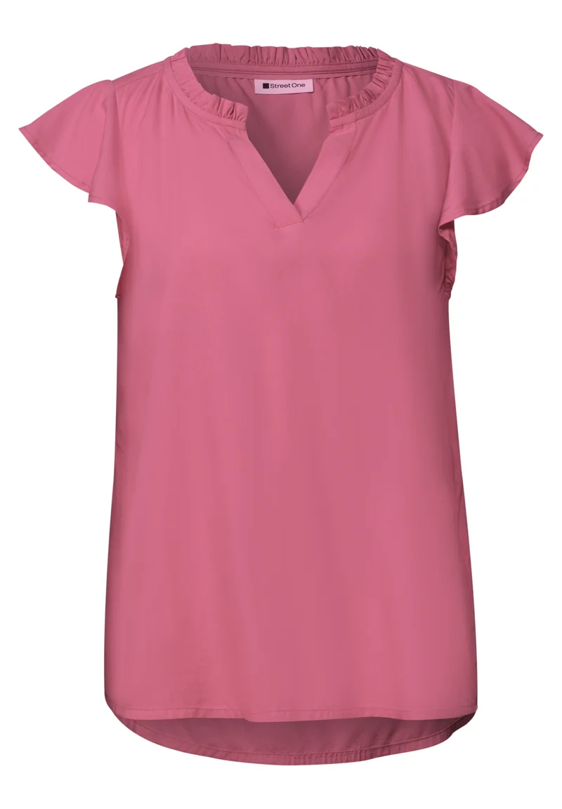 LTD QR Splitneck blousetop w v, blush berry