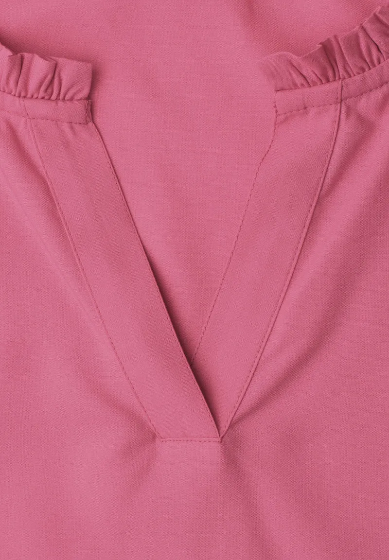 LTD QR Splitneck blousetop w v, blush berry