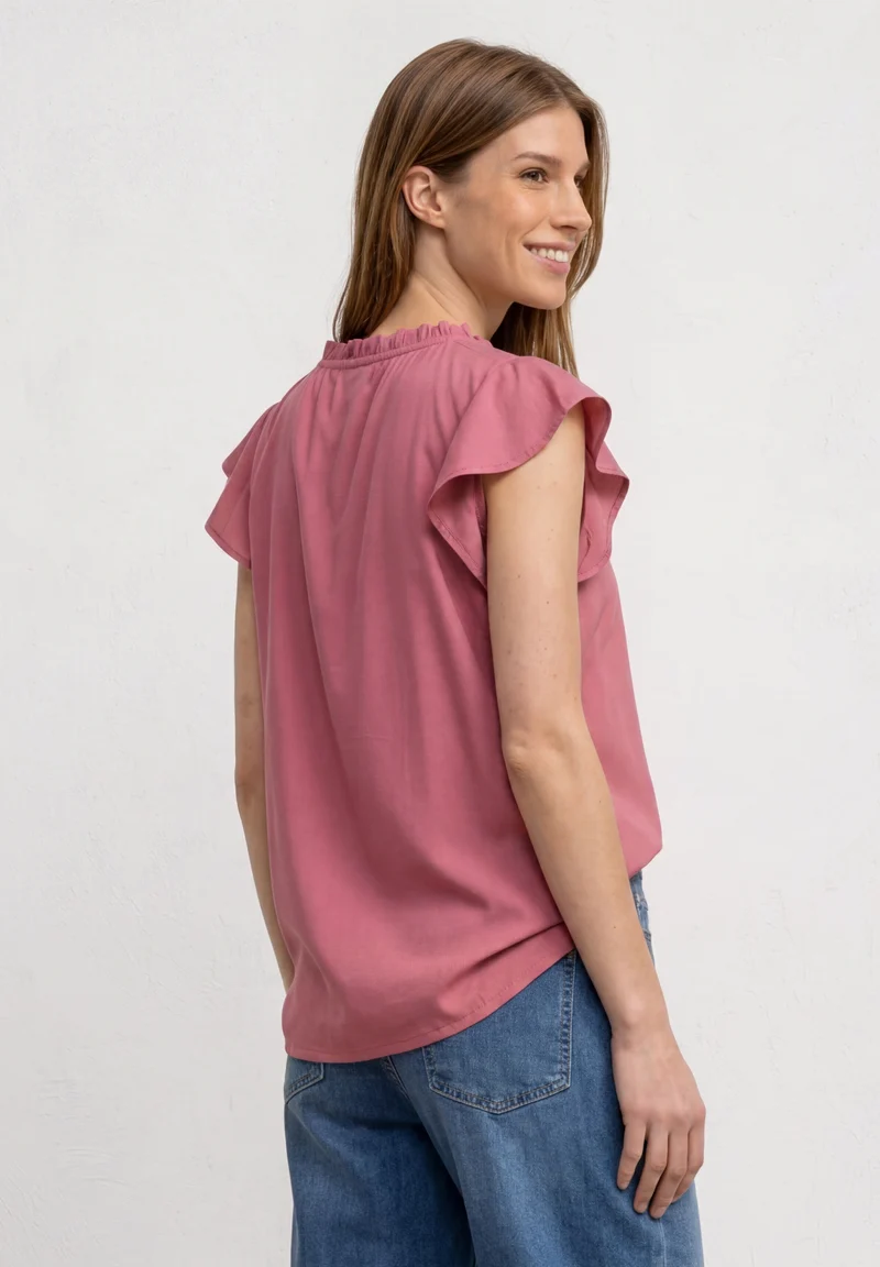 LTD QR Splitneck blousetop w v, blush berry