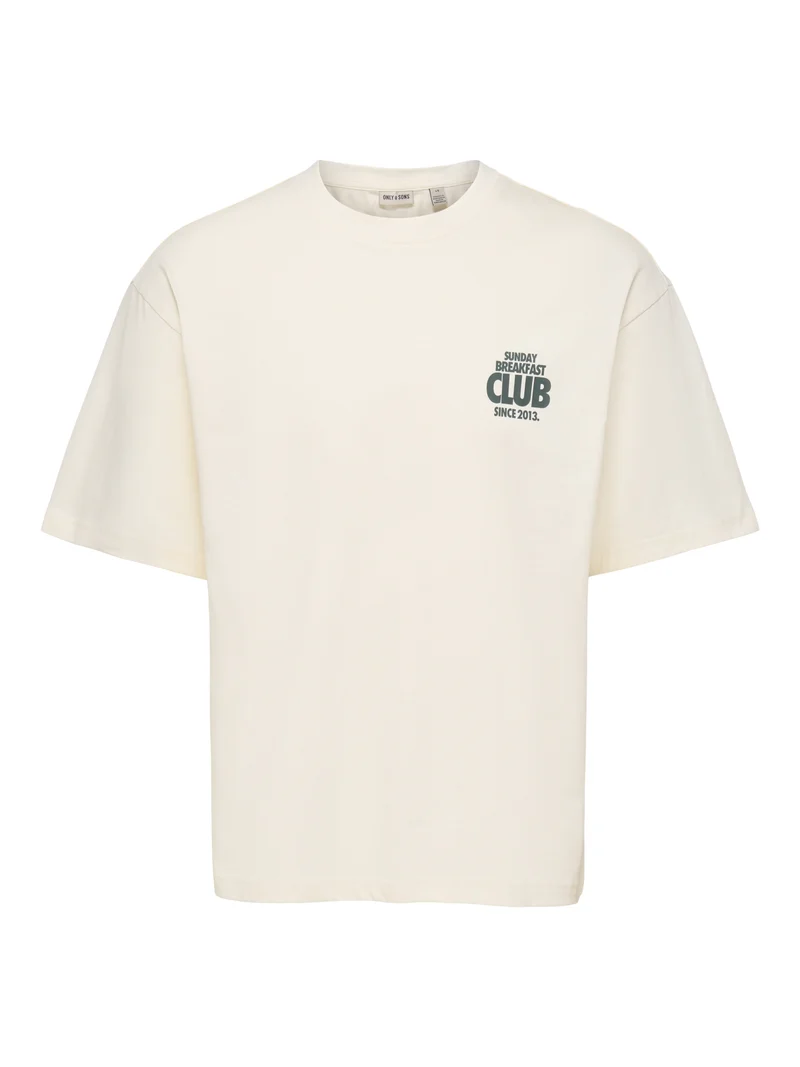 ONSFRED RUN CLUB BOXY SS TEE, Egret/BREAKFAST CLUB