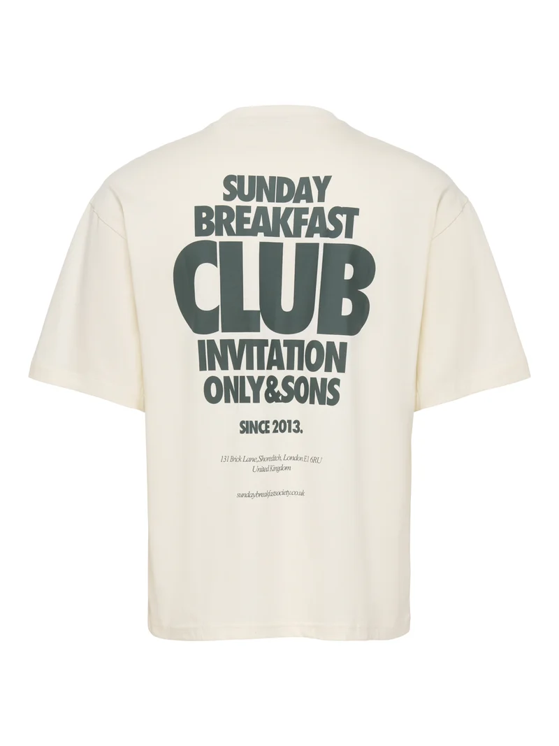 ONSFRED RUN CLUB BOXY SS TEE, Egret/BREAKFAST CLUB