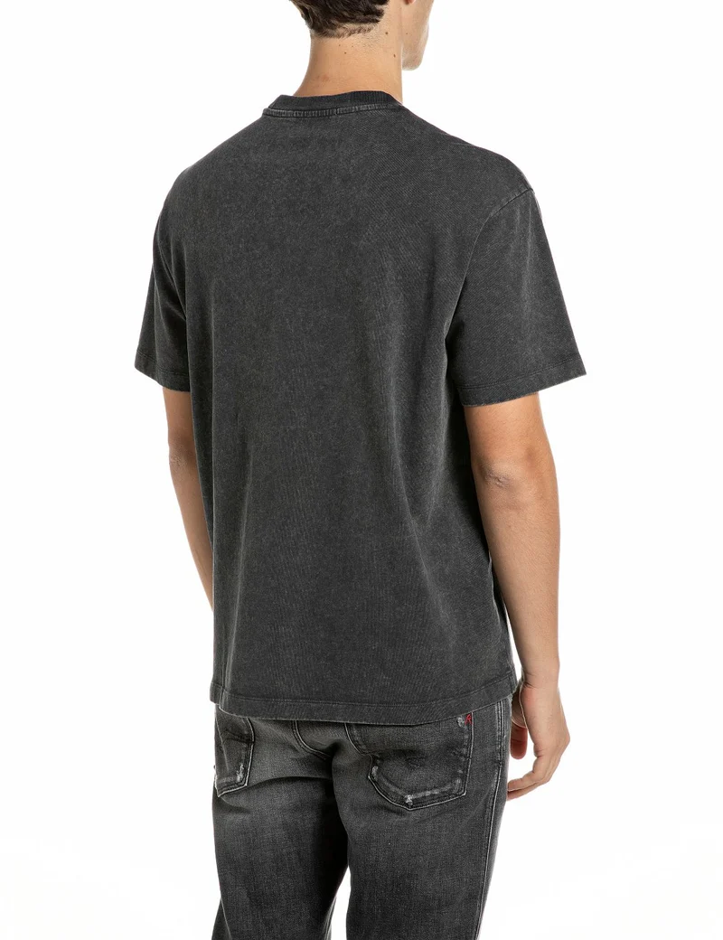 TShirt ACID WASH COTTON LOOSE, RAVEN
