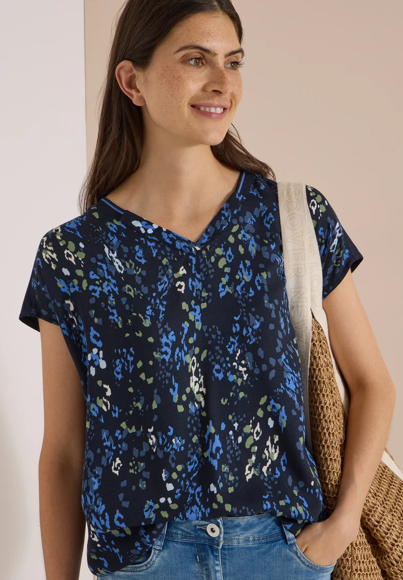 TOS AOP Mat-Mix Blouse, urban dark blue