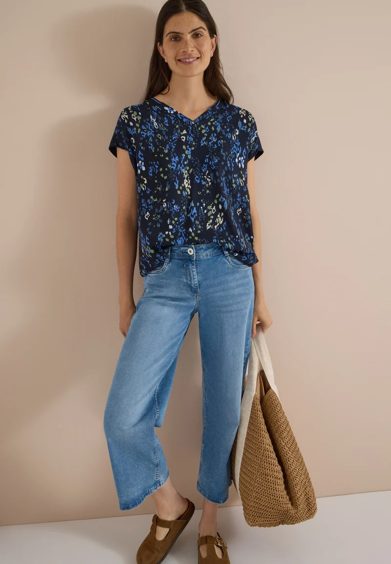TOS AOP Mat-Mix Blouse, urban dark blue