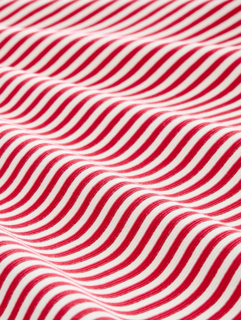 T-shirt structured, red offwhite regular stripe