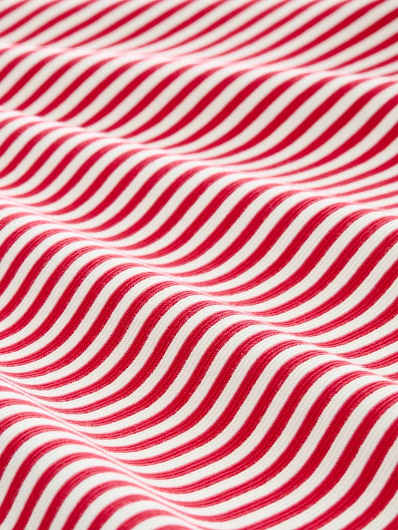 T-shirt structured, red offwhite regular stripe