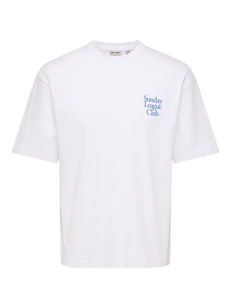 ONSFRED RUN CLUB BOXY SS TEE, Bright White/SUNDAY LEAUGE
