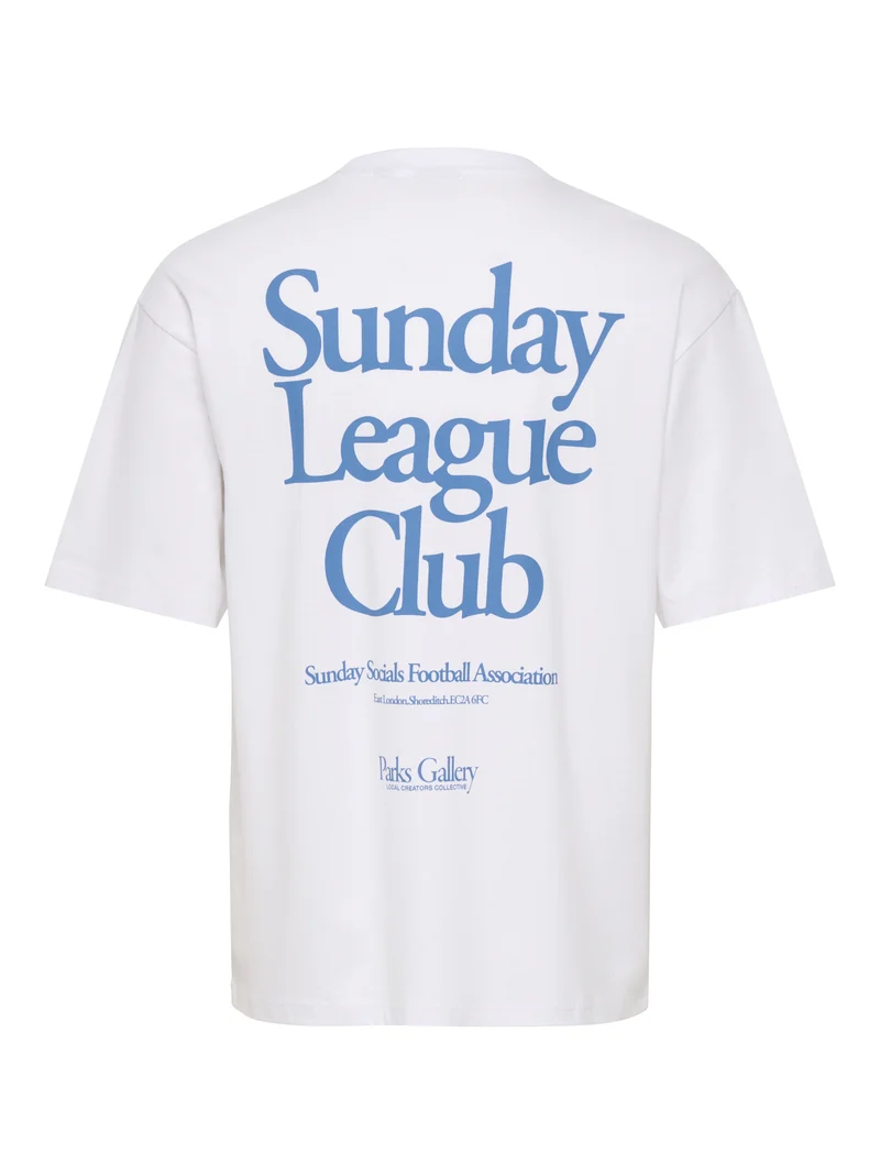 ONSFRED RUN CLUB BOXY SS TEE, Bright White/SUNDAY LEAUGE