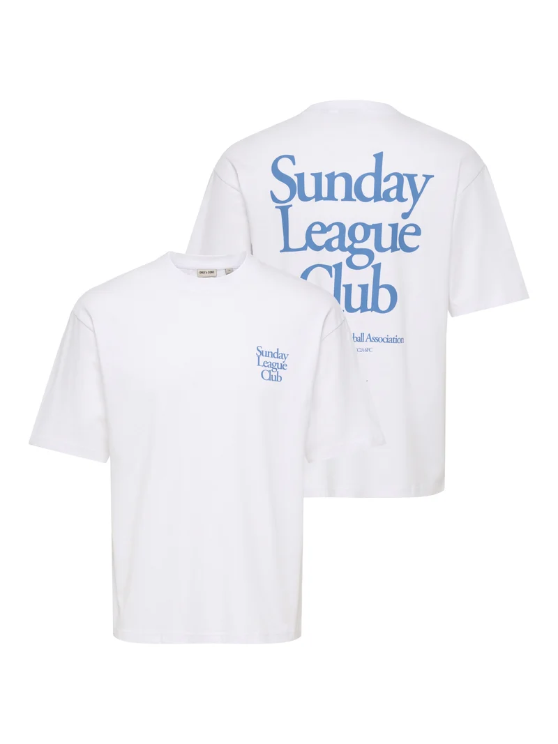 ONSFRED RUN CLUB BOXY SS TEE, Bright White/SUNDAY LEAUGE