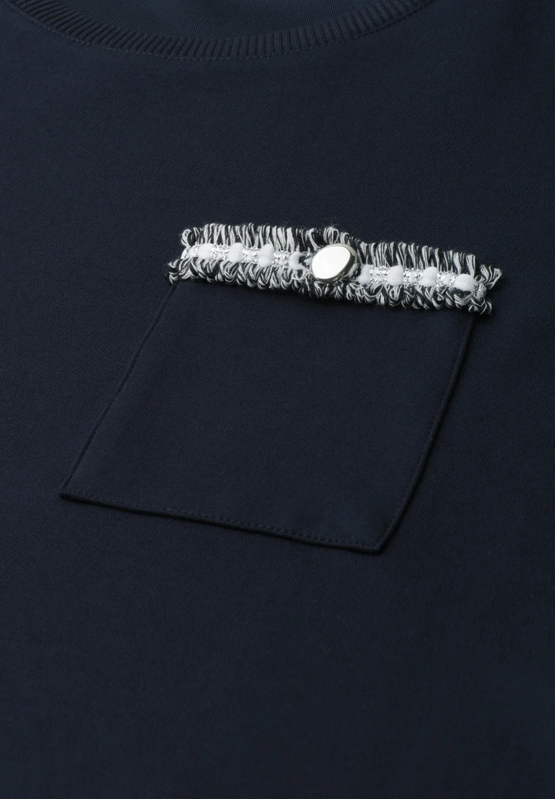 shirt w.deco tape at pocket, darkest blue