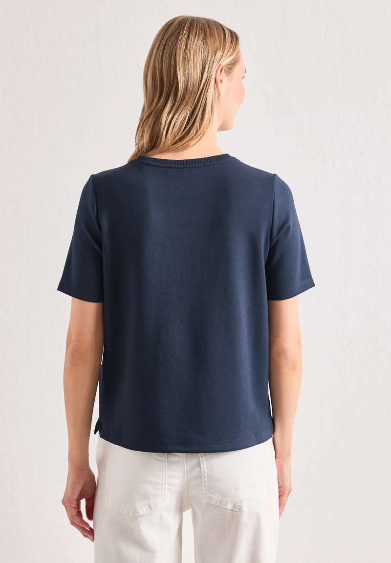 shirt w.deco tape at pocket, darkest blue