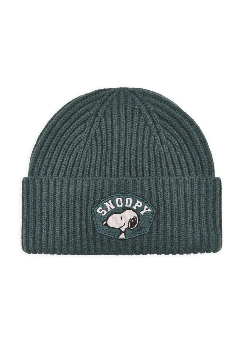 KNITTED HAT POLYACRYL/WOOL SNOOPY BADGE grün-25X22CM, grün