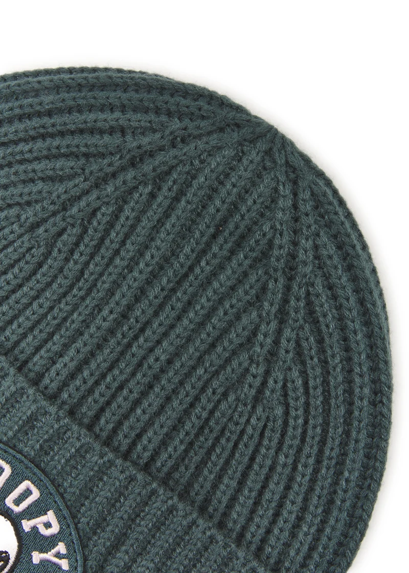 KNITTED HAT POLYACRYL/WOOL SNOOPY BADGE grün-25X22CM, grün