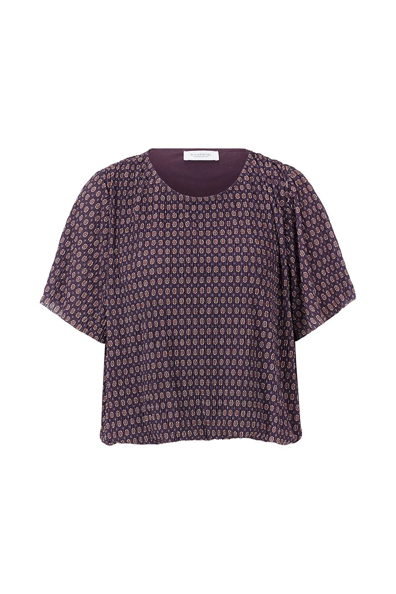 Minimal Print Crinkle T-Shirt, mulberry