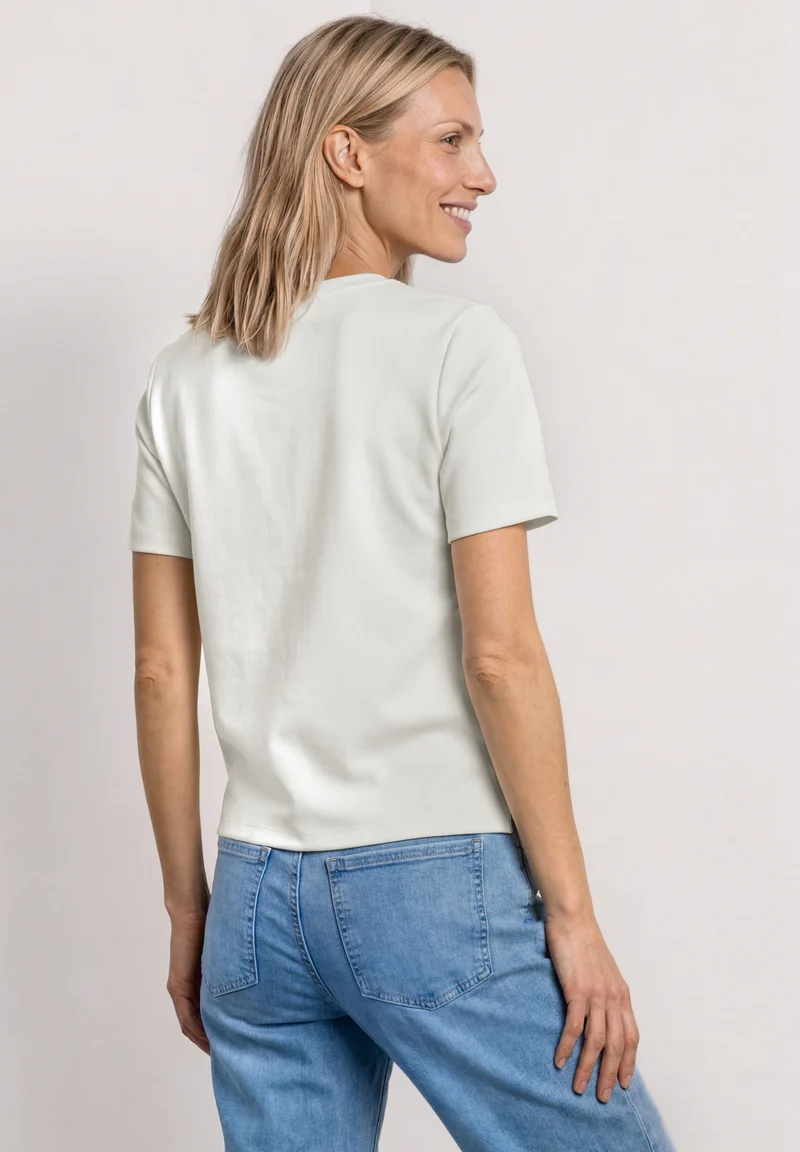 shirt w.deco tape at pocket, off white