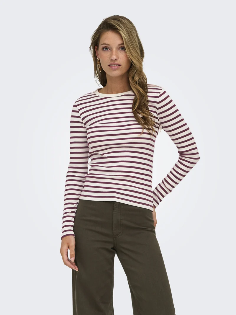 JDYLUCKY L/S O NECK NEW Y/D TOP JRS, Windsor Wine/EGRET