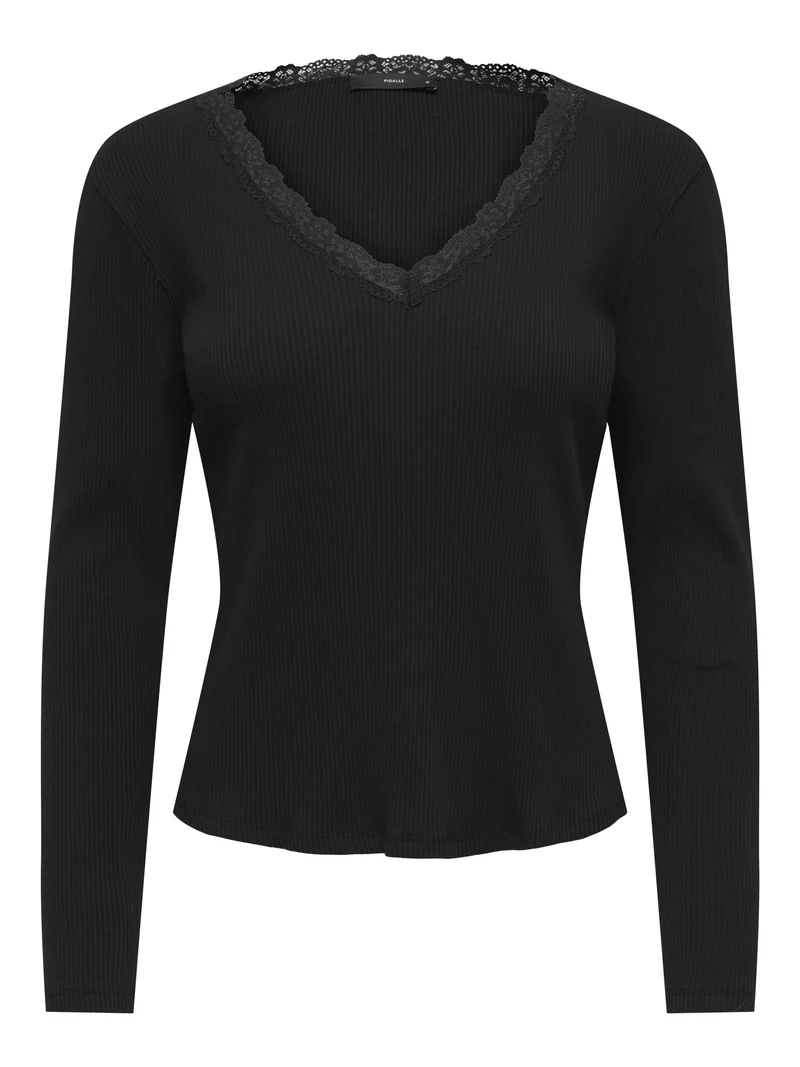 ONLSARA SHARAI L/S V-NECK TOP JRS N, Black