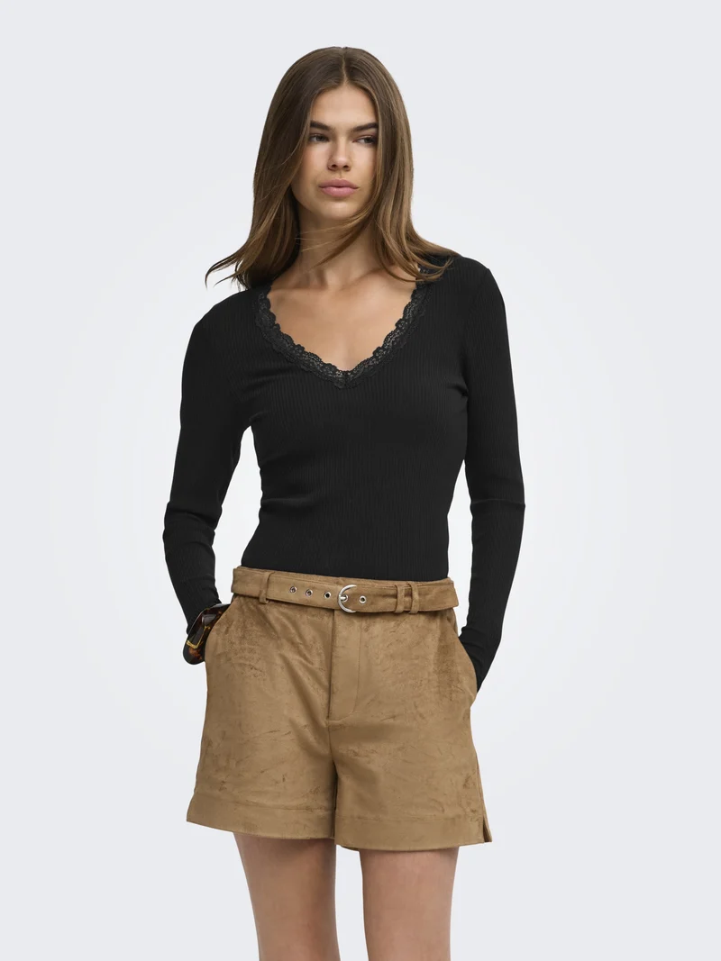 ONLSARA SHARAI L/S V-NECK TOP JRS N, Black