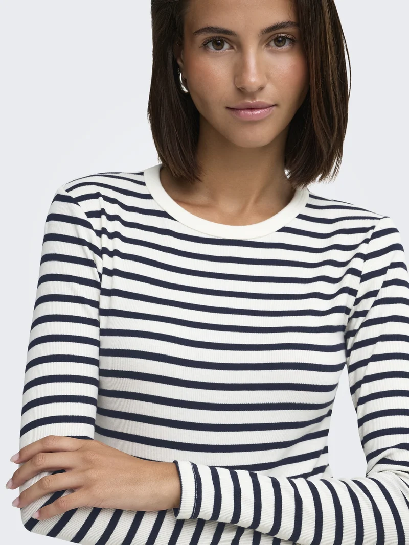 JDYLUCKY L/S O NECK NEW Y/D TOP JRS, Egret/SKY CAPTAIN