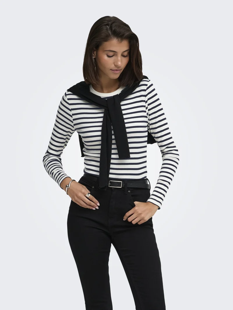 JDYLUCKY L/S O NECK NEW Y/D TOP JRS, Egret/SKY CAPTAIN