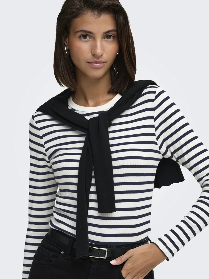 JDYLUCKY L/S O NECK NEW Y/D TOP JRS, Egret/SKY CAPTAIN