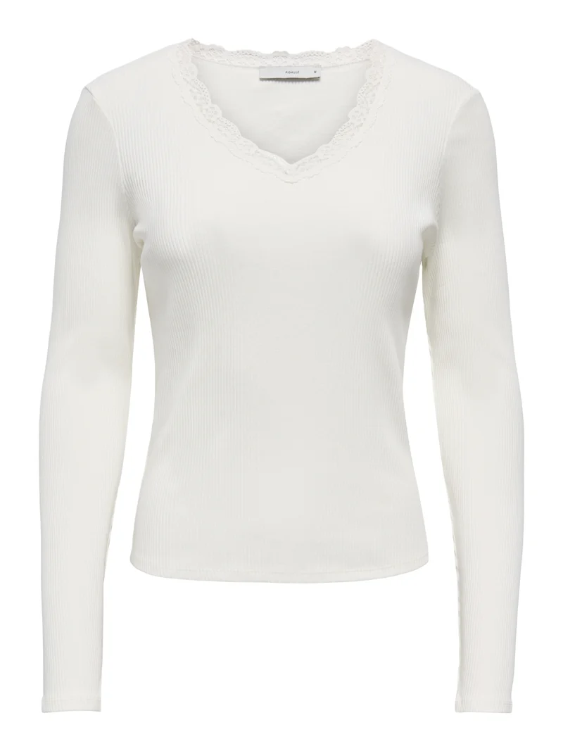ONLSARA SHARAI L/S V-NECK TOP JRS N, Cloud Dancer