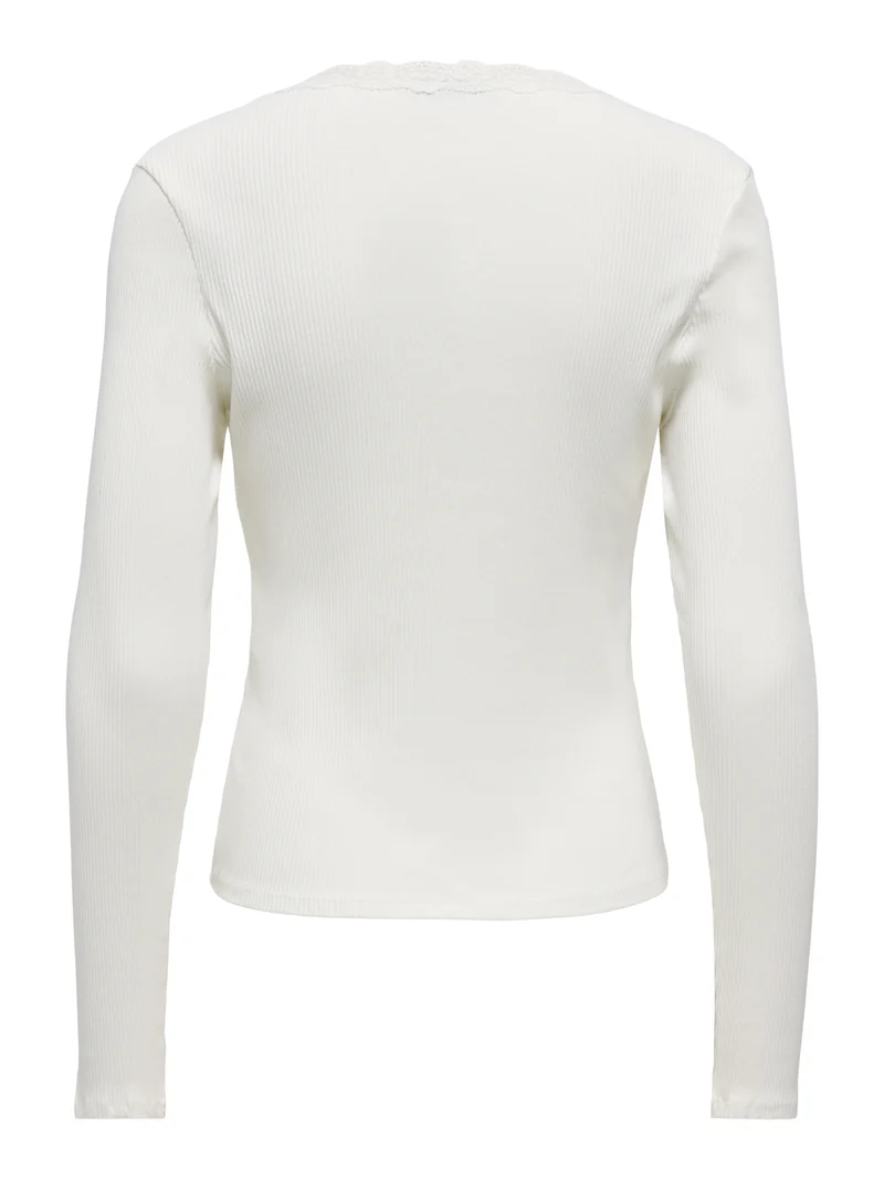 ONLSARA SHARAI L/S V-NECK TOP JRS N, Cloud Dancer