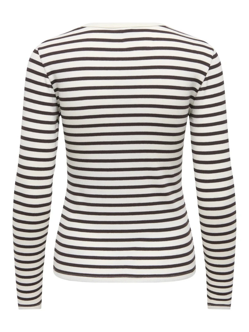 JDYLUCKY L/S O NECK NEW Y/D TOP JRS, Egret/COFFEE BEAN