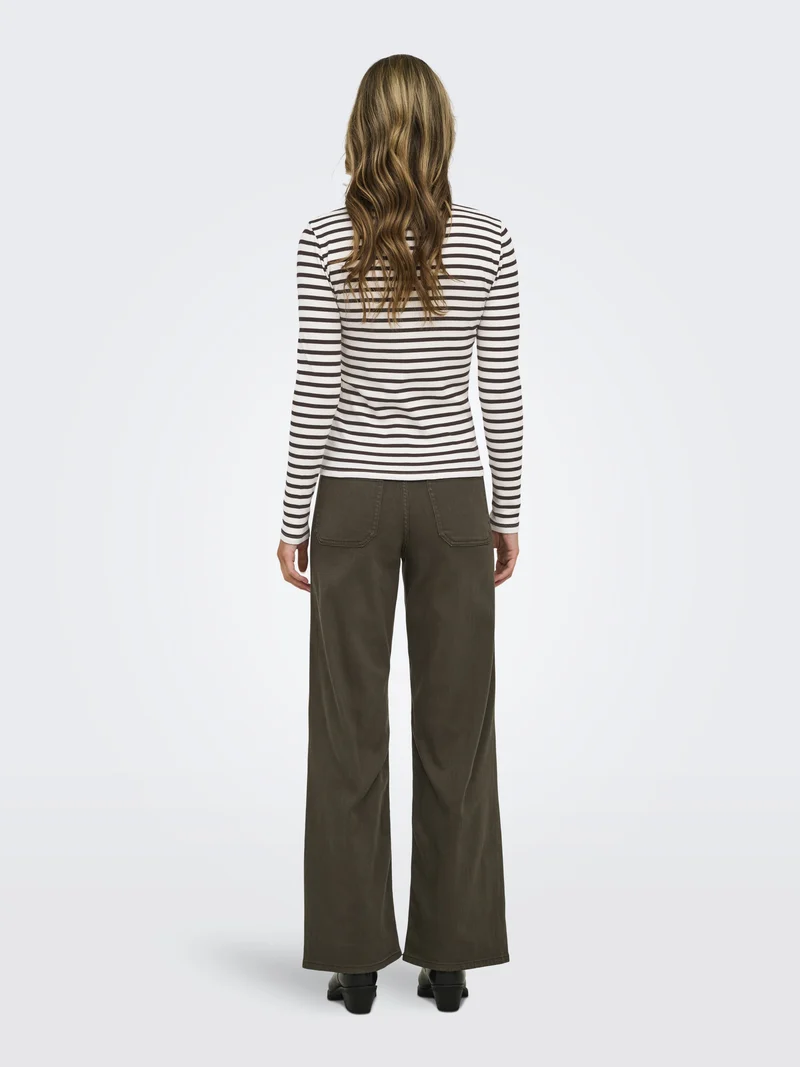 JDYLUCKY L/S O NECK NEW Y/D TOP JRS, Egret/COFFEE BEAN