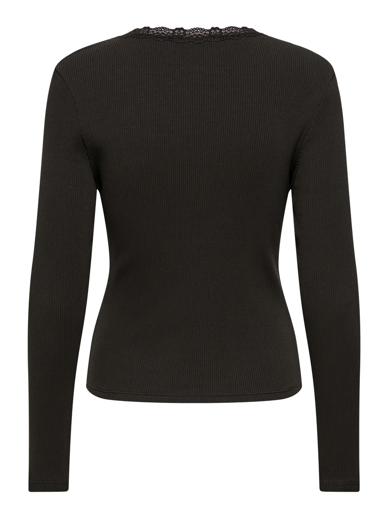ONLSARA SHARAI L/S V-NECK TOP JRS N, Chocolate Torte