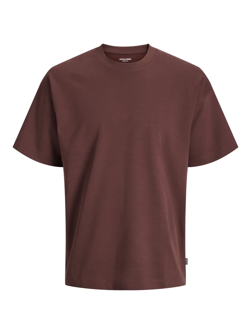 JJEBARRON TEE SS O-NECK NOOS, Bitter Chocolate
