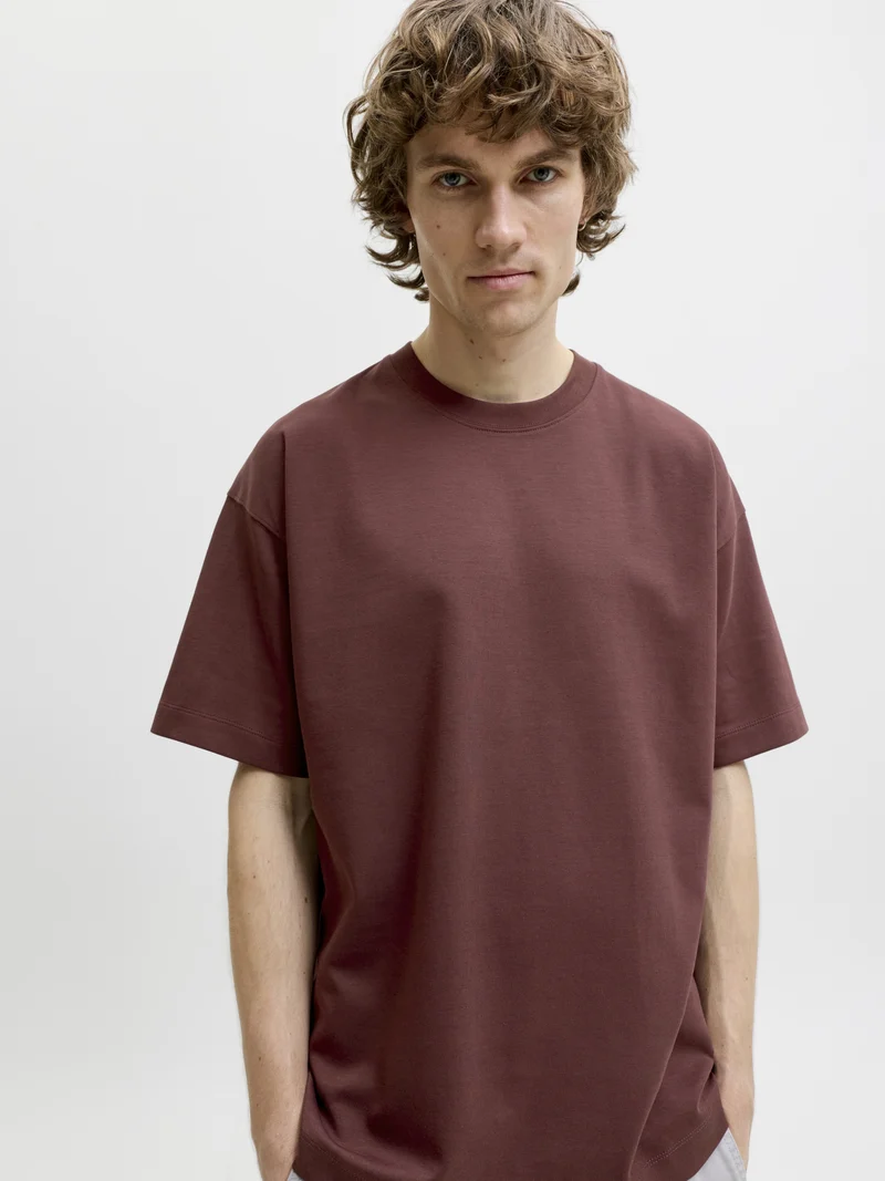 JJEBARRON TEE SS O-NECK NOOS, Bitter Chocolate