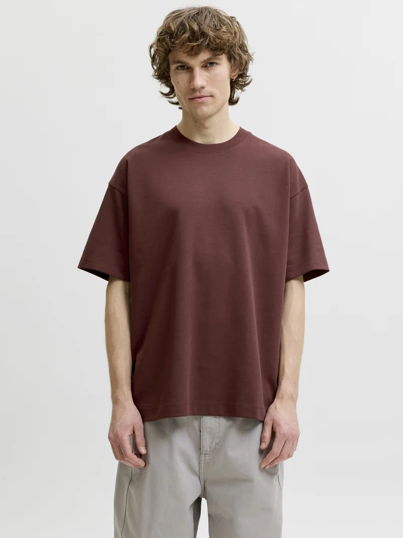 JJEBARRON TEE SS O-NECK NOOS, Bitter Chocolate