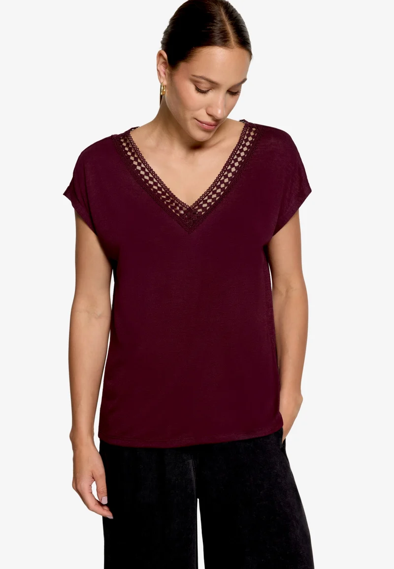 Shirt Kurz ohne Arm, Dark Aubergine