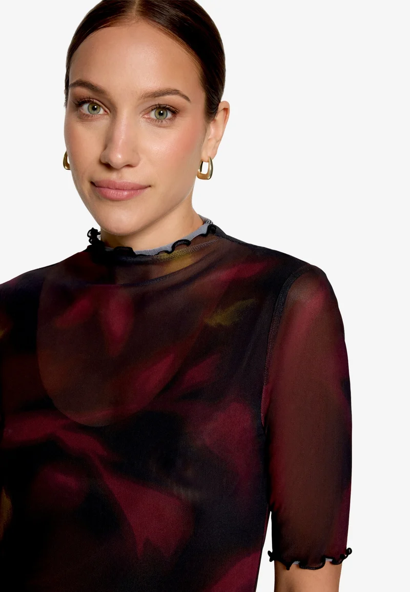 Shirt Kurz 1/2 Arm, Black/Dark Red
