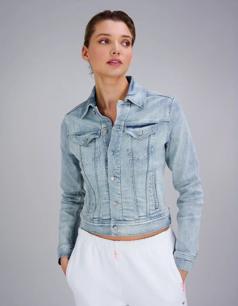 Slim-Fit Washed-Out Jeansjacke