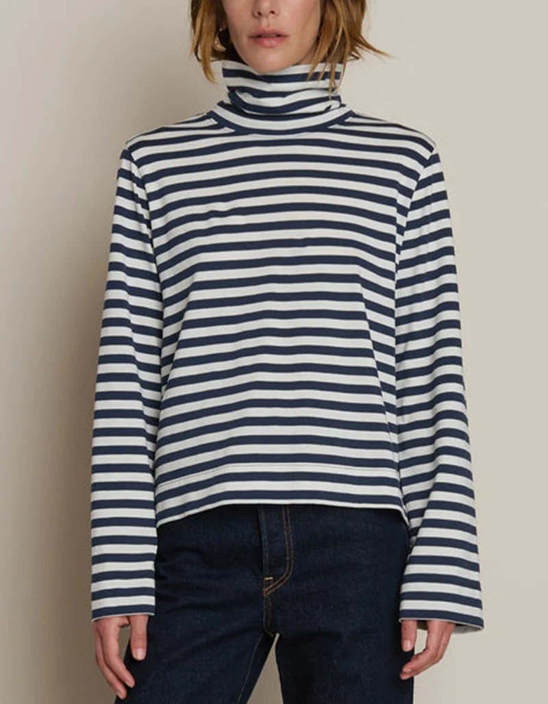 Gestreiftes Longsleeve Neo Mock mit Rollkragen