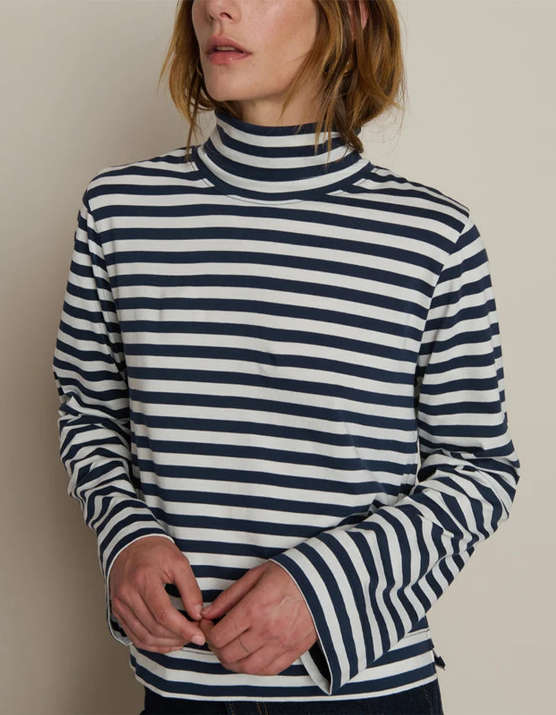 Gestreiftes Longsleeve Neo Mock mit Rollkragen