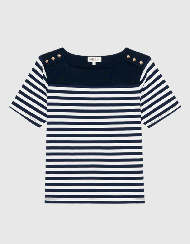 Gestreiftes T-Shirt Johnnie mit U-Boot Ausschnitt