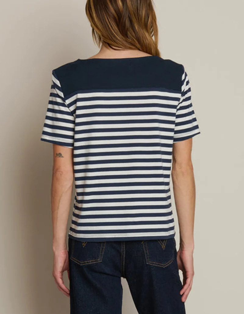 Gestreiftes T-Shirt Johnnie mit U-Boot Ausschnitt