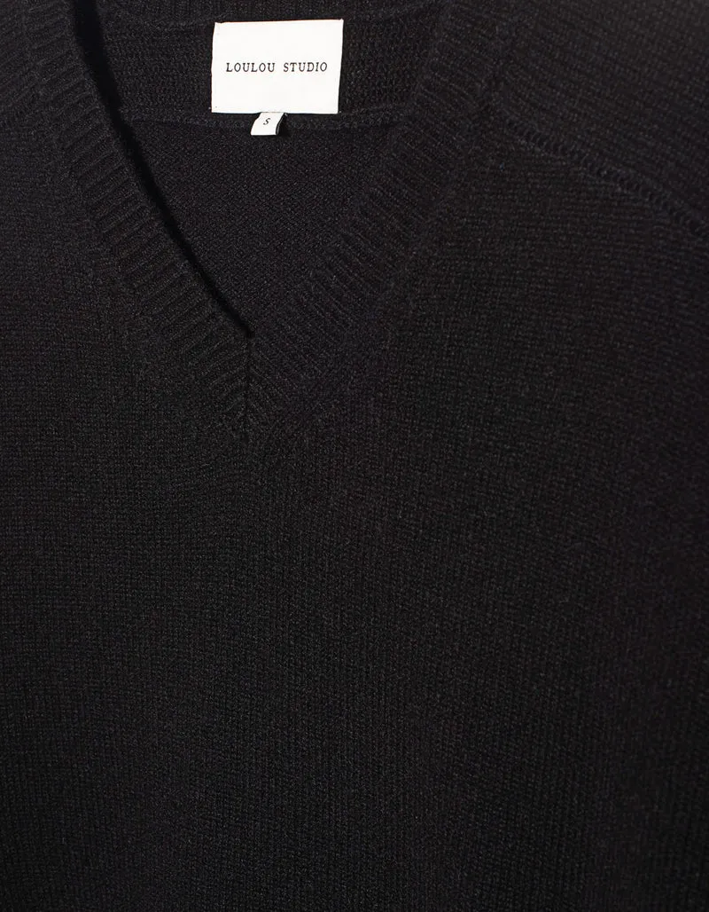 Oversize Kaschmirpullover mit V-Auschnitt
