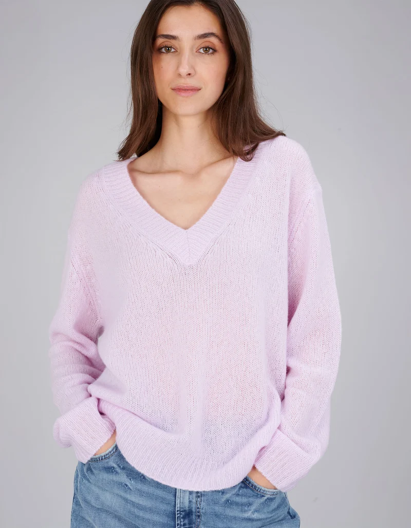 Kaschmir-Seide Pullover Leona mit V-Ausschnitt