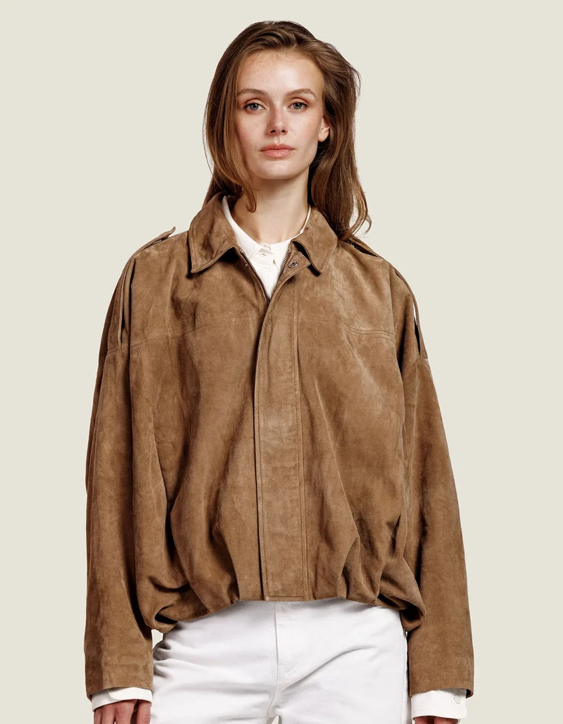 Oversize Veloursleder-Jacke Meghan