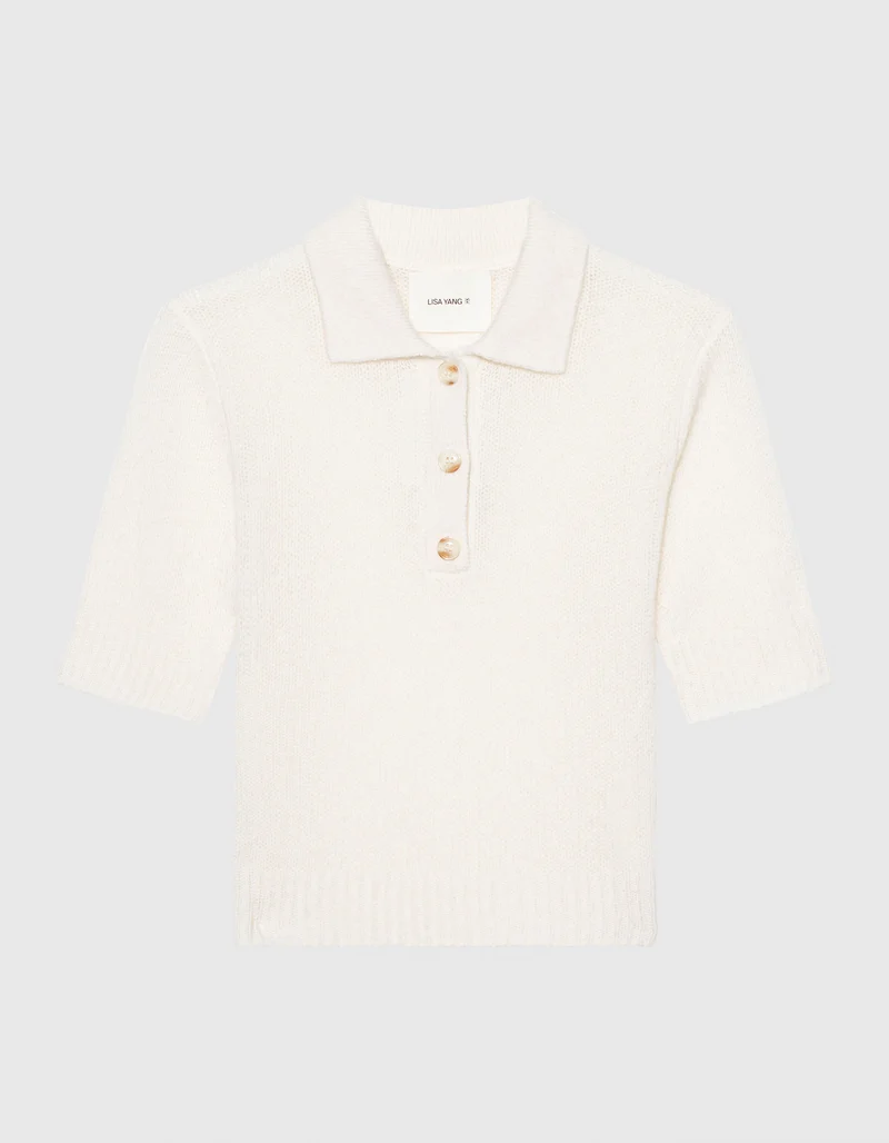 Kaschmir-Seide Kurzarm Pullover Masy mit Polo-Kragen