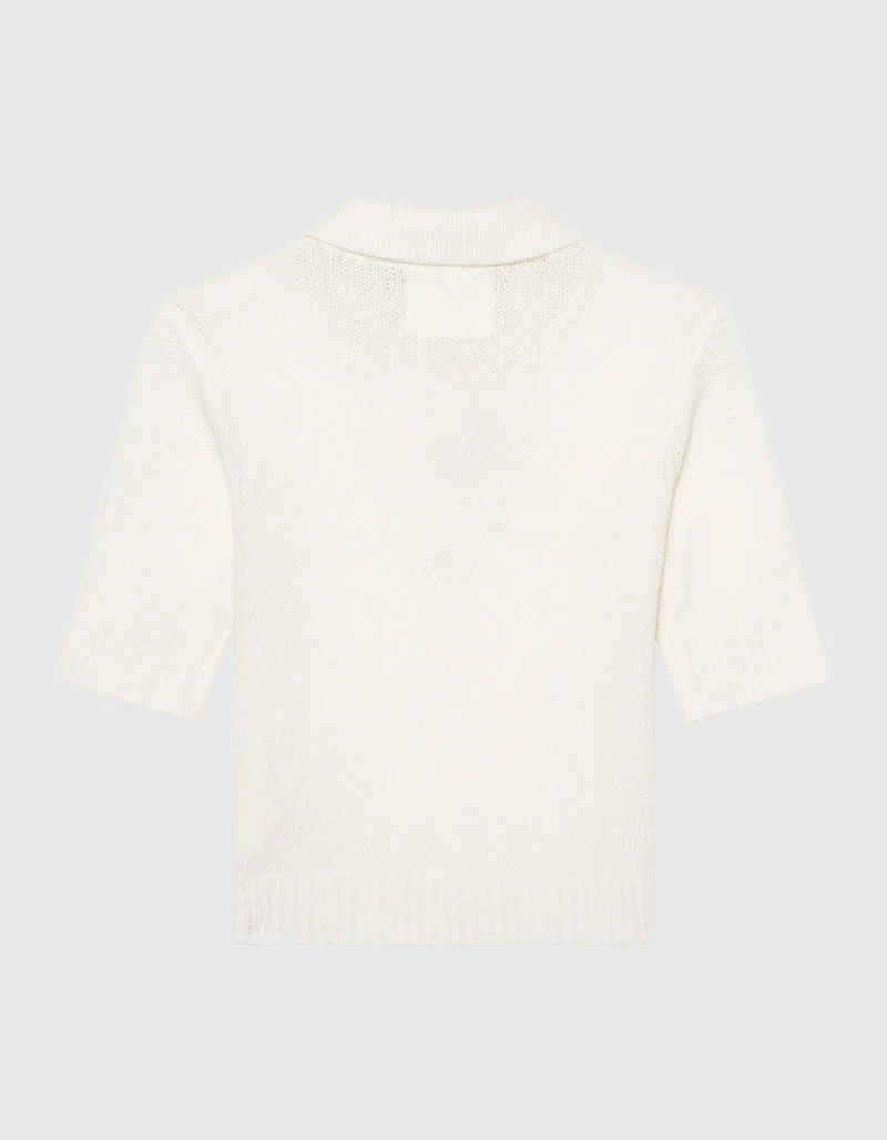 Kaschmir-Seide Kurzarm Pullover Masy mit Polo-Kragen