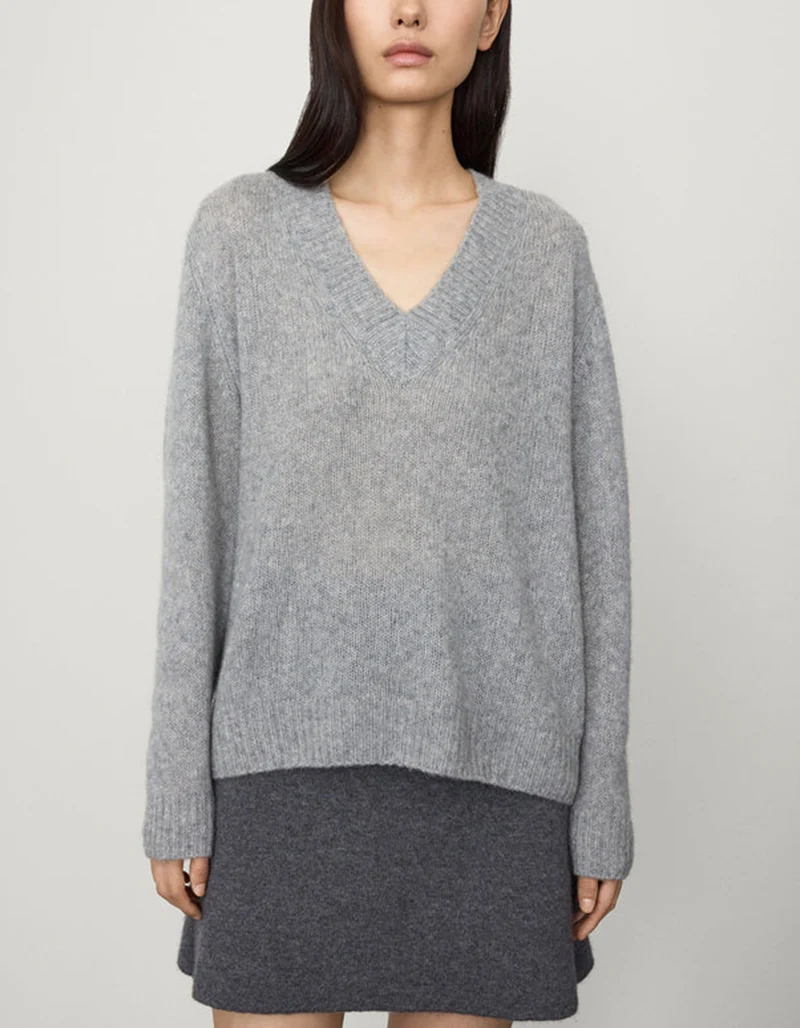 Kaschmir-Seide Pullover Leona mit V-Ausschnitt