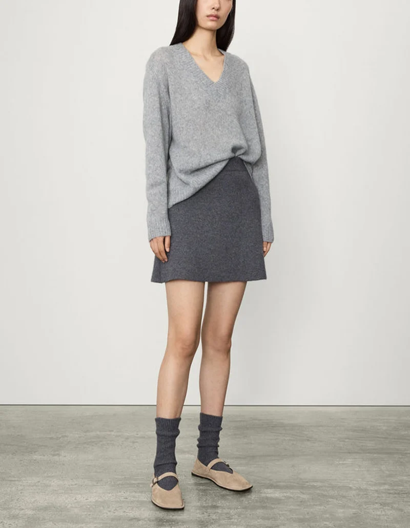 Kaschmir-Seide Pullover Leona mit V-Ausschnitt