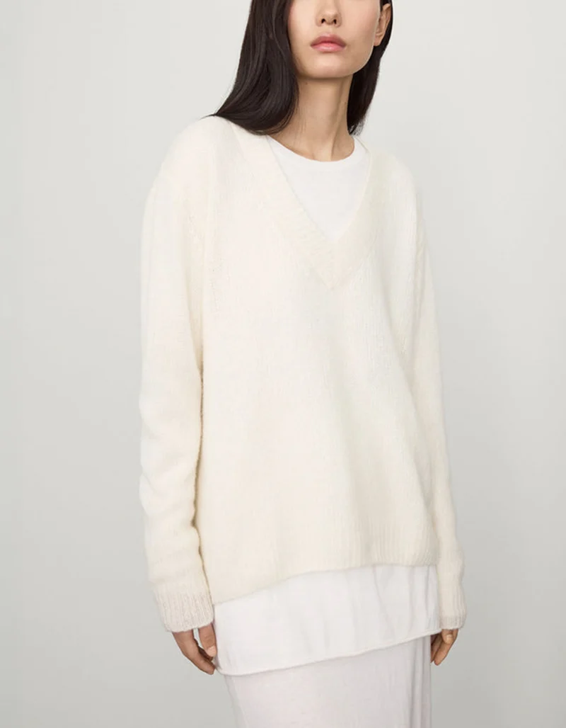 Kaschmir-Seide Pullover Leona mit V-Ausschnitt