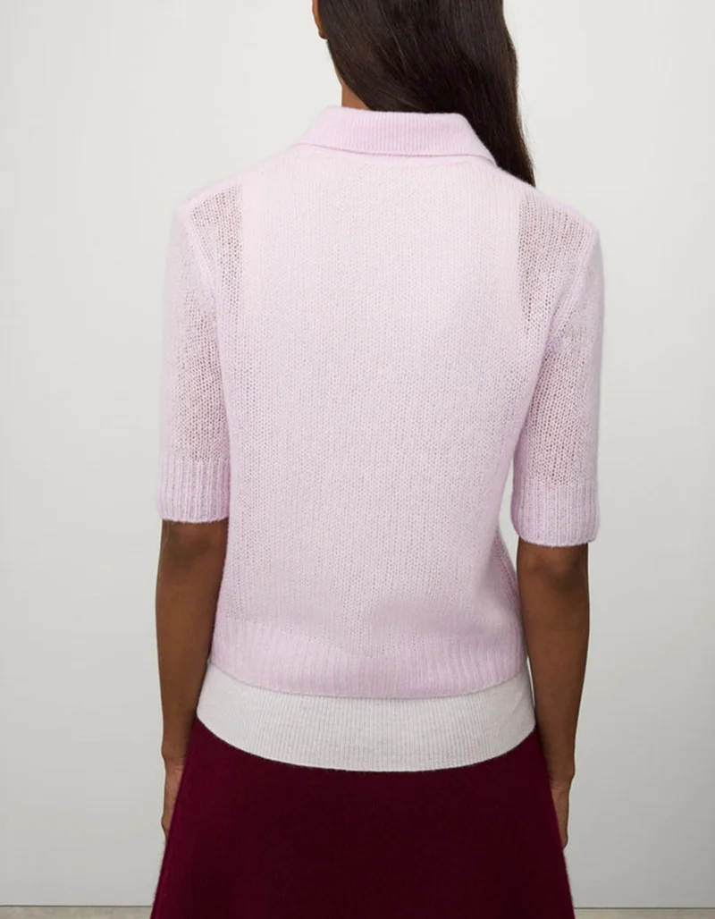 Kaschmir-Seide Kurzarm Pullover Masy mit Polo-Kragen