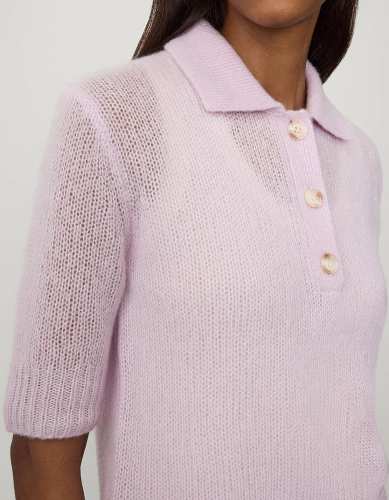 Kaschmir-Seide Kurzarm Pullover Masy mit Polo-Kragen
